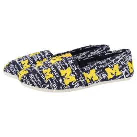 Michigan Wolverines NCAA Womens Script Print Canvas Shoes