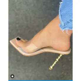 Open Toe Crystal Heel Shoes