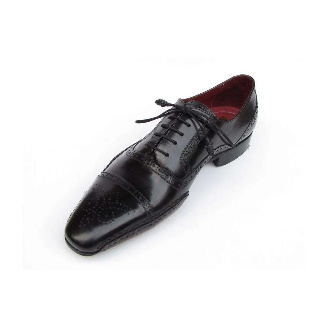 Paul Parkman Handmade Designer Shoes Men's Handmade Designer Shoes Captoe Black Oxfords (PM5225)