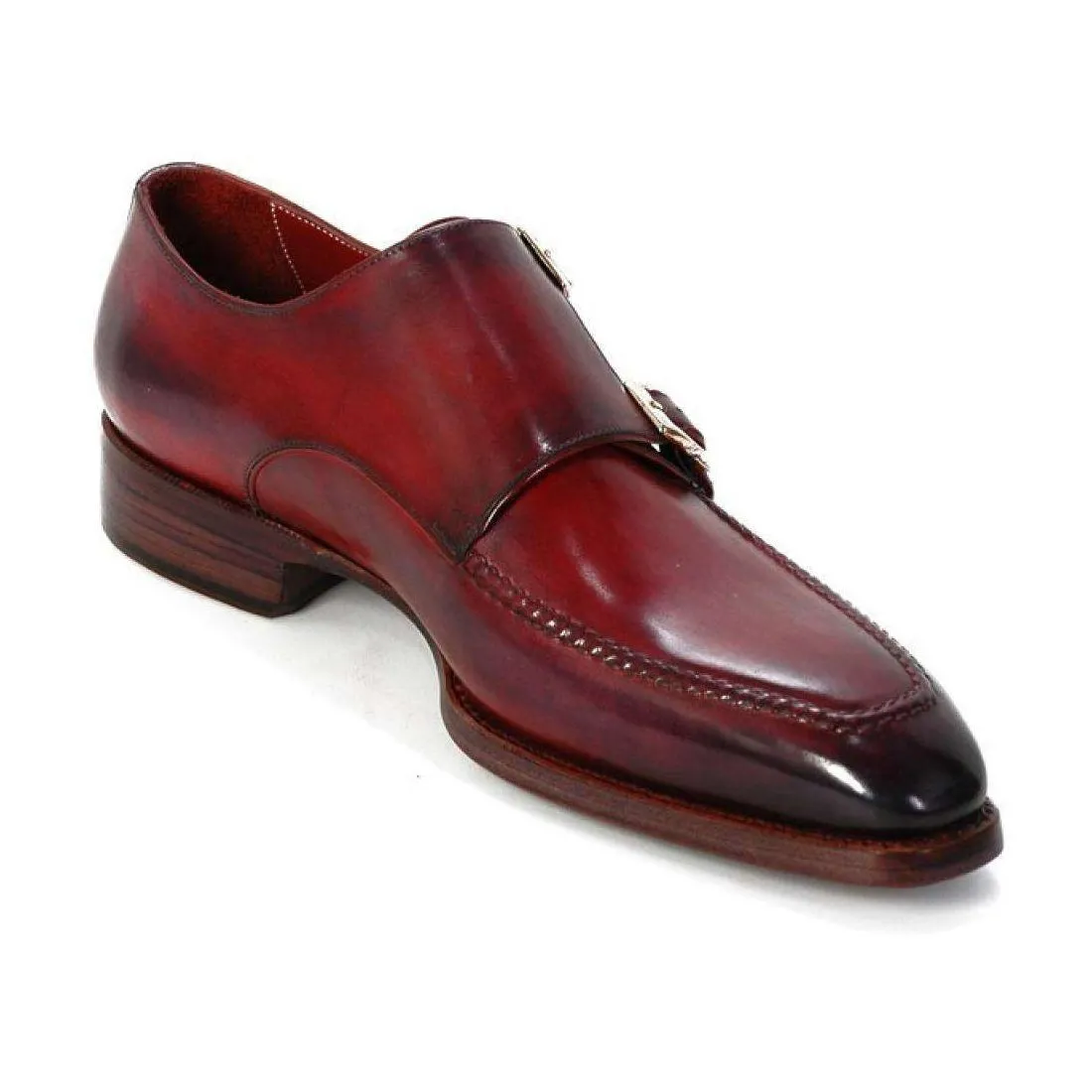 Paul Parkman Handmade Designer Shoes Men's Handmade Designer Shoes Double Monkstrap Black Burgundy Loafers (PM5236)
