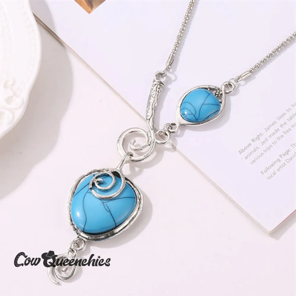 Peacock Blue Retro Folk Style Necklace