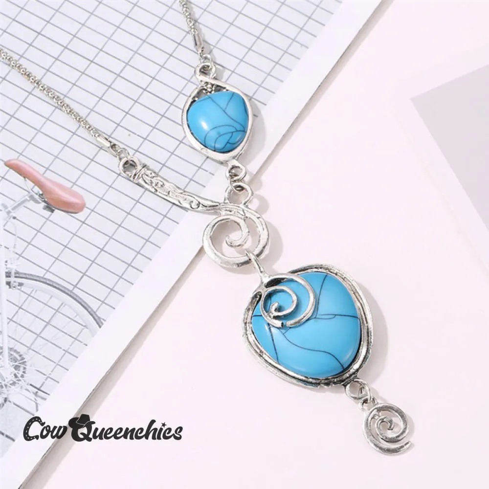 Peacock Blue Retro Folk Style Necklace