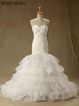 Rosemoda Lace Organza Tiered Mermaid Wedding Dress
