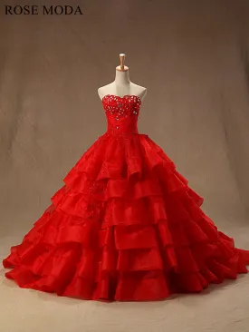 Rosemoda Red Organza Ball Gown Wedding Dress