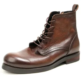Round Cap Full Grain Leather Ankle Boots