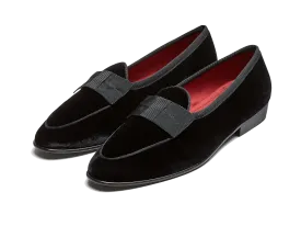 Sagan Opera Bow in Black Velvet and Gros Grain