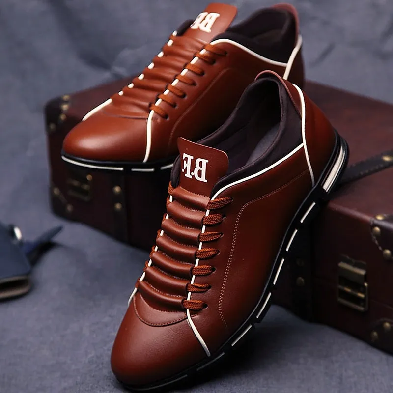 Sneakers men shoes  fashion solid pu leather shoes men sneakers autumn lace-up soft men casual shoes tenis masculino