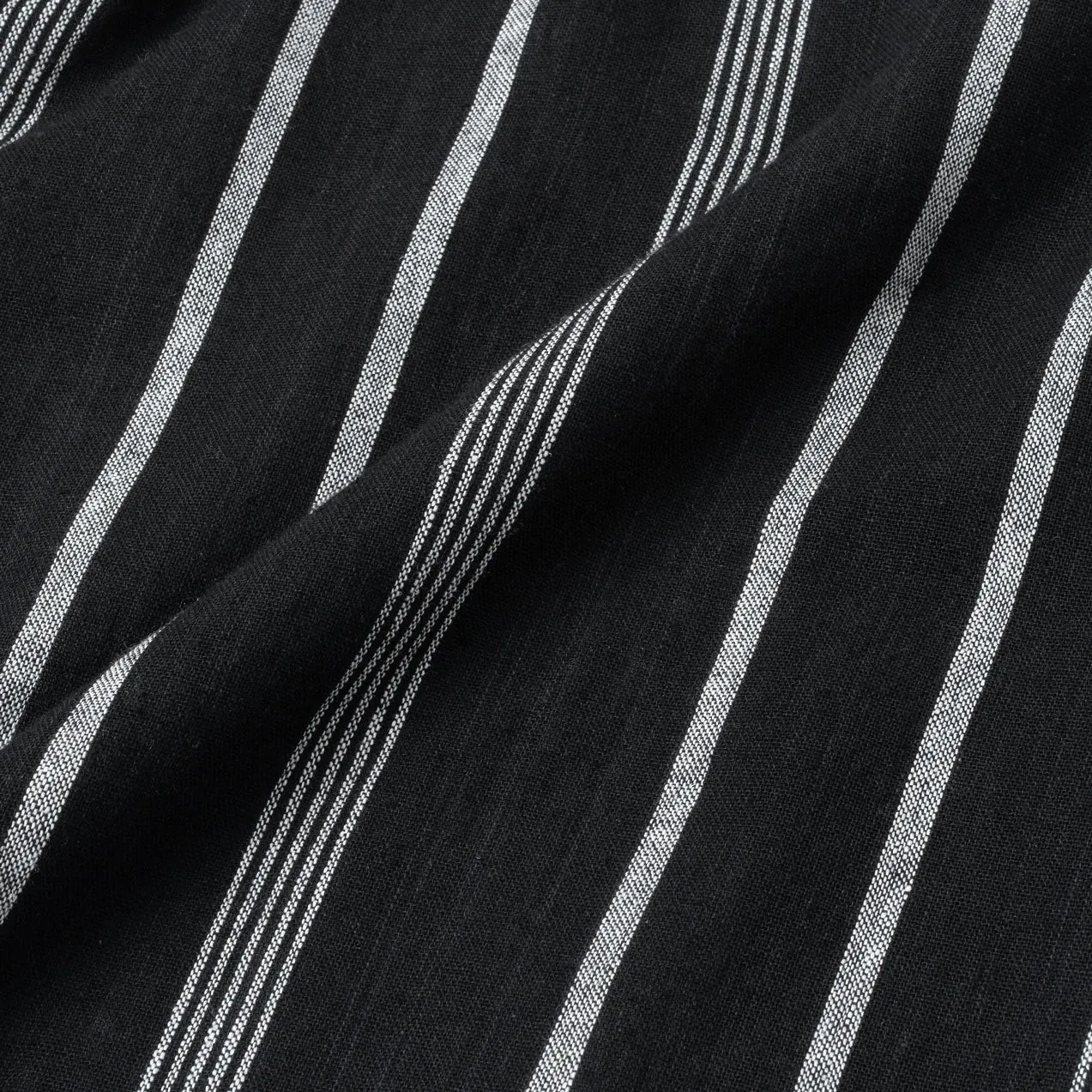 Summer Classic Camp Collar Short Sleeve Shirt - Black Triple Stripes