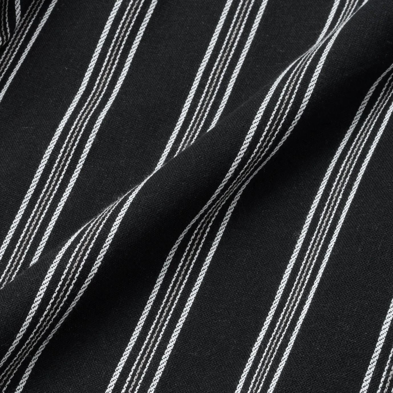 Summer Classic Camp Collar Short Sleeve Shirt - Black White Stripes
