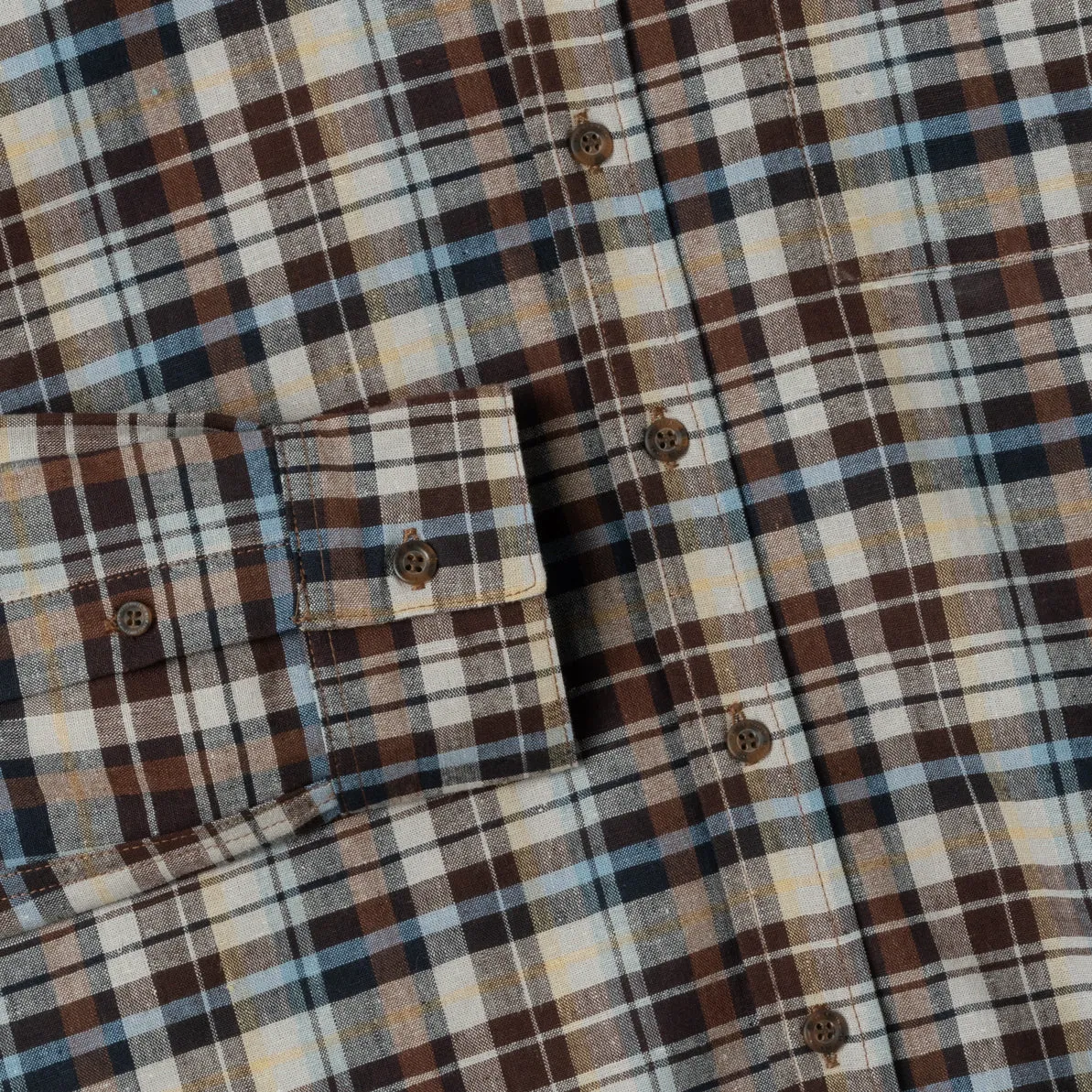 Sunny Vacation Long Sleeve Plaid Shirt - Brown