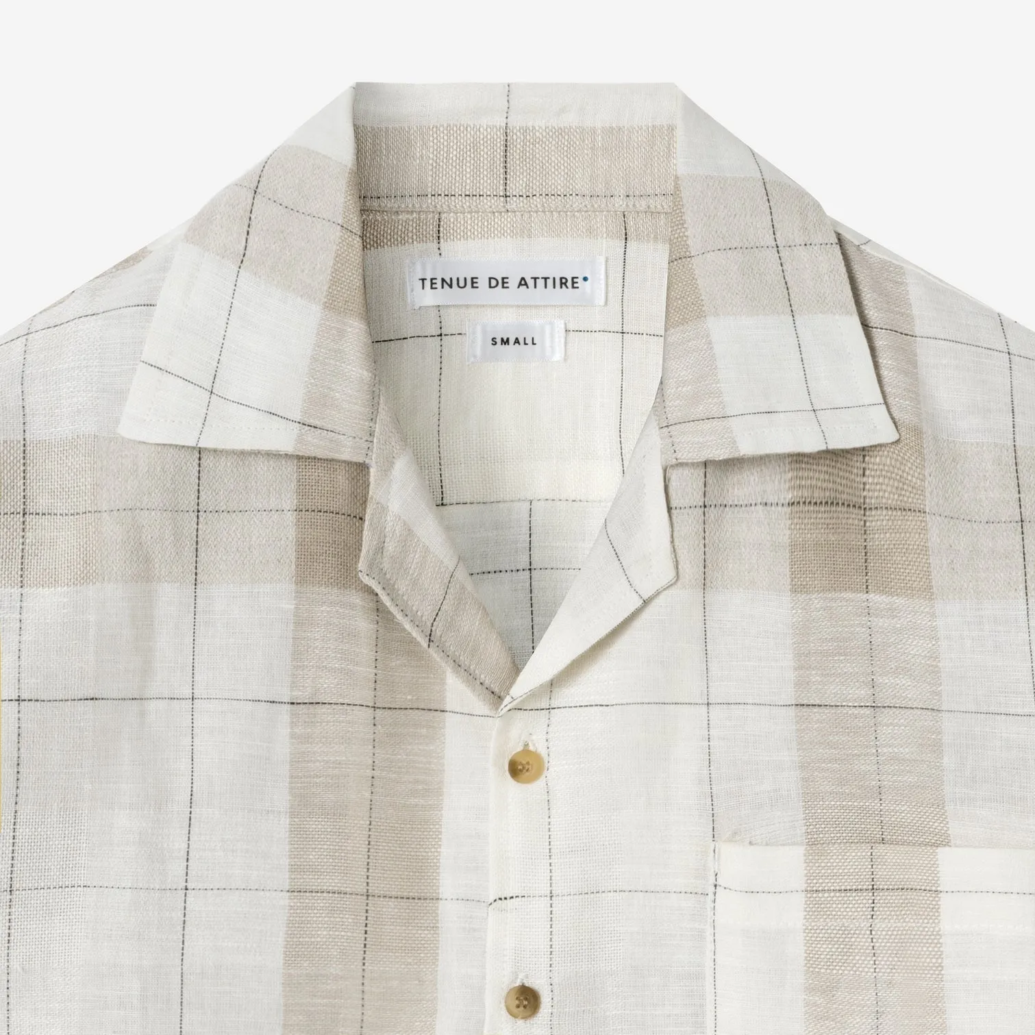 Sunny Vacation Short Sleeve Camp Collar Plaid Shirt - Beige White
