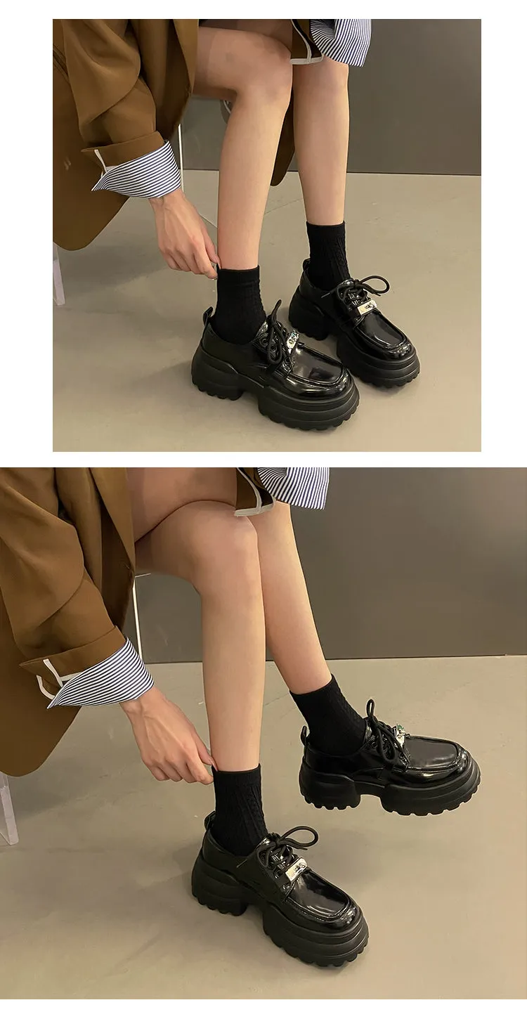 Thomas-100 Patent Leather Lace Up Creepers