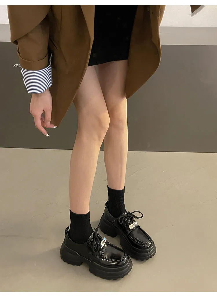 Thomas-100 Patent Leather Lace Up Creepers