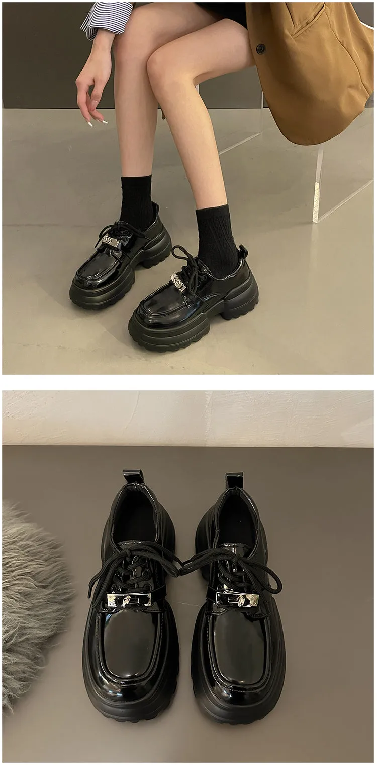 Thomas-100 Patent Leather Lace Up Creepers