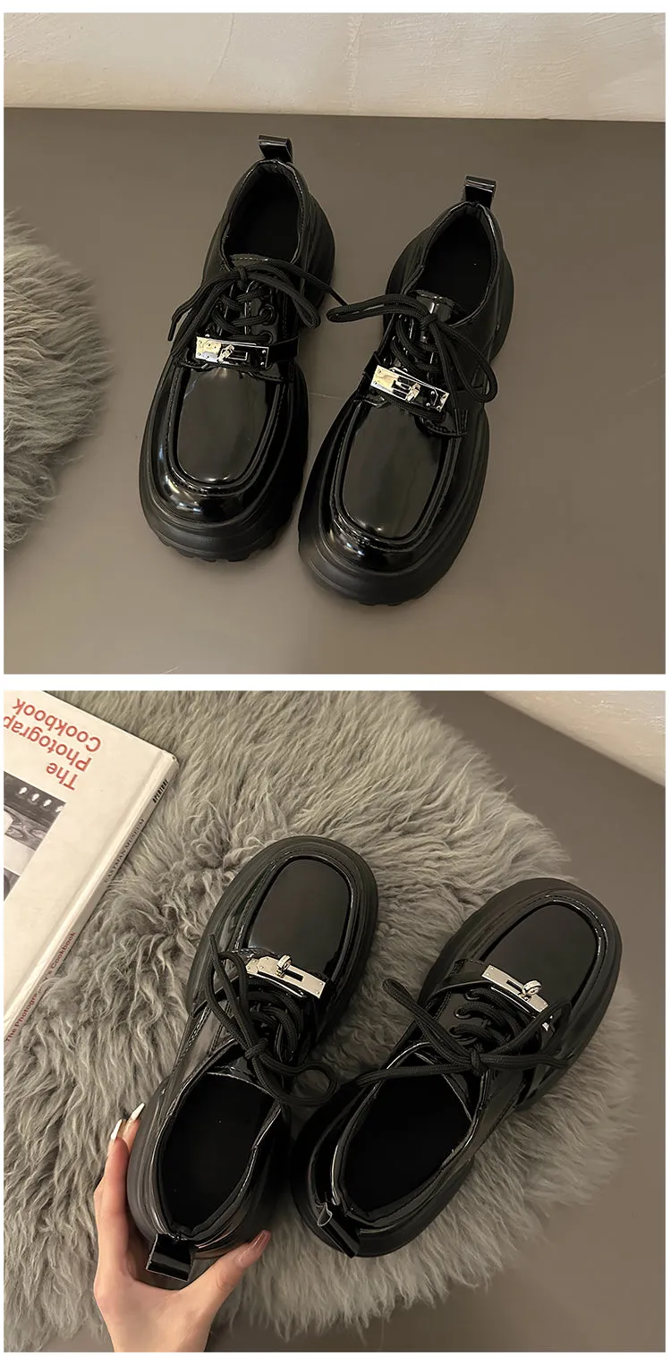 Thomas-100 Patent Leather Lace Up Creepers