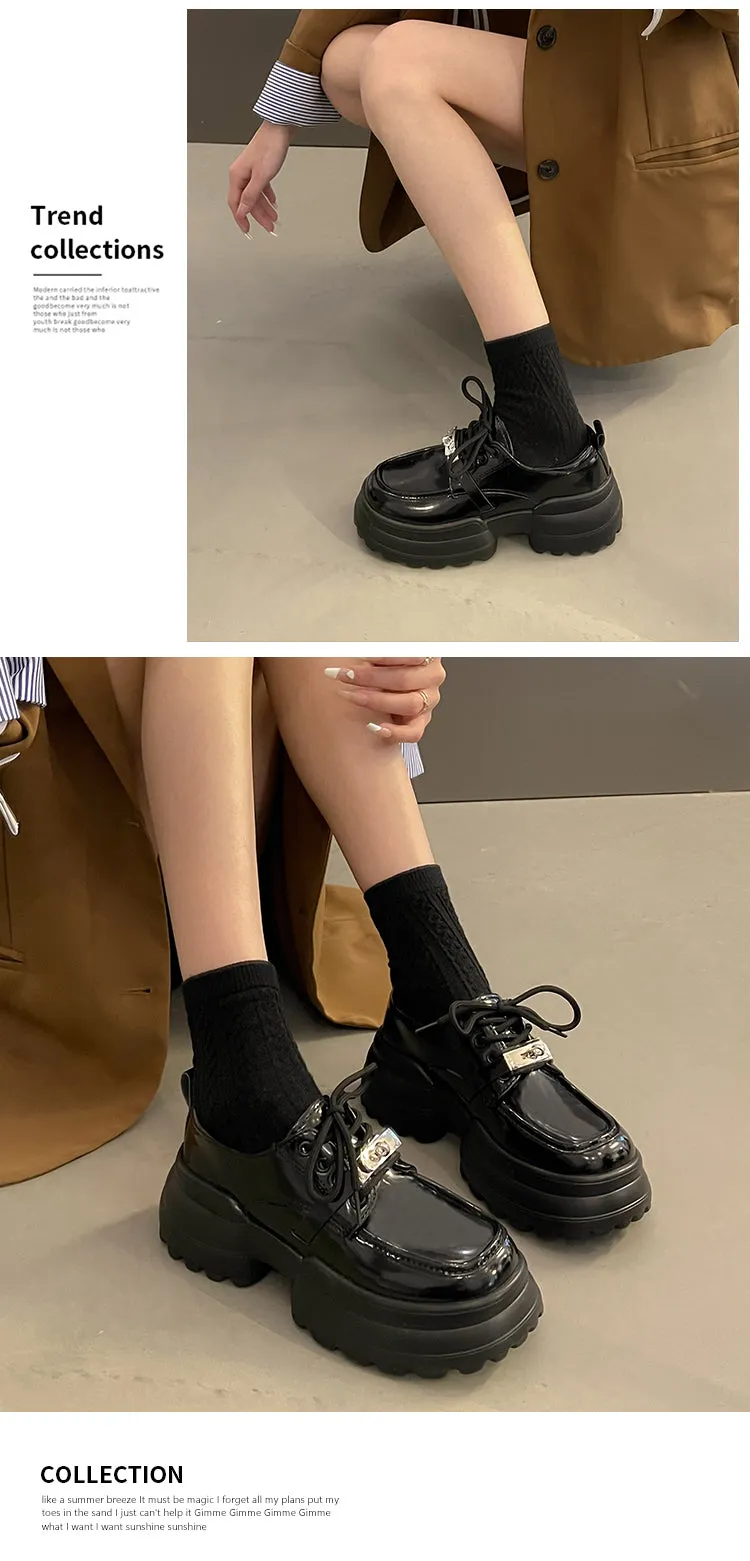 Thomas-100 Patent Leather Lace Up Creepers