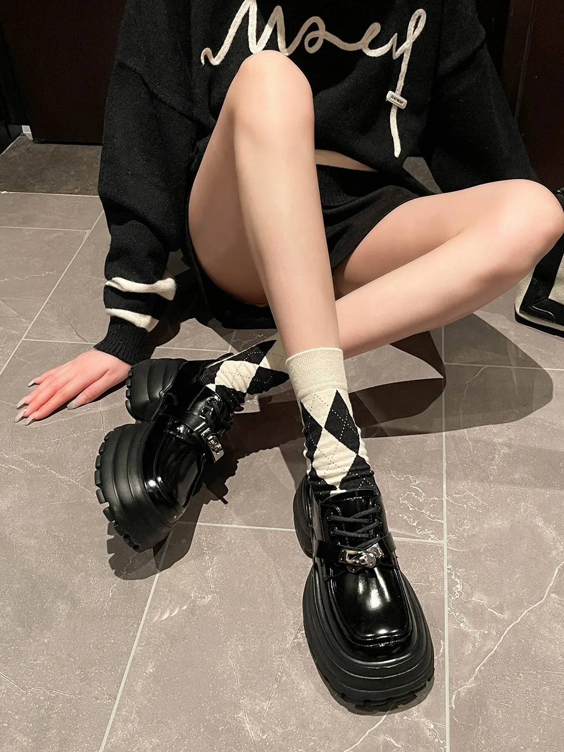 Thomas-100 Patent Leather Lace Up Creepers