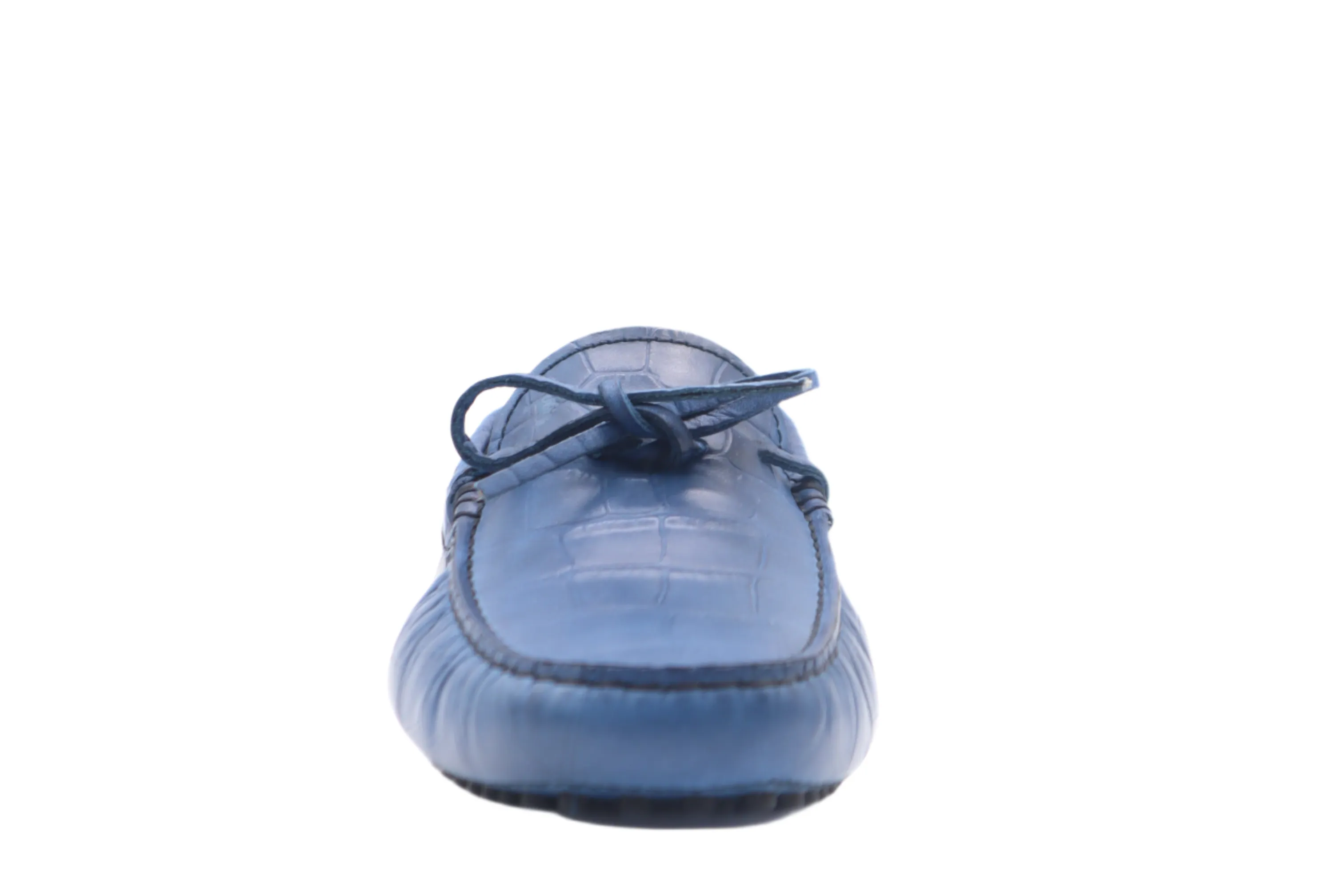 Tods Mens Baltic Blue Croc Laccetto Laced Gommino Driver Shoe