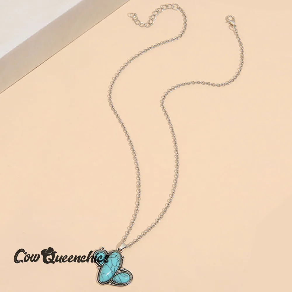 Western Alien Cactus Turquoise Necklace