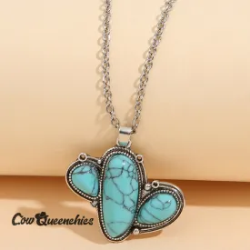 Western Alien Cactus Turquoise Necklace