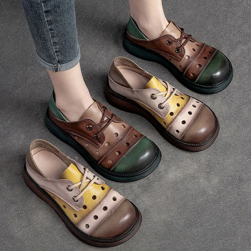 Women's Sandals Genuine Leather Mixed Colors Flats Low Casual Shoes