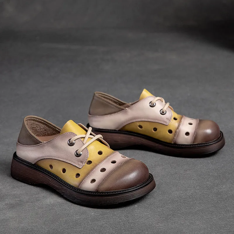 Women's Sandals Genuine Leather Mixed Colors Flats Low Casual Shoes