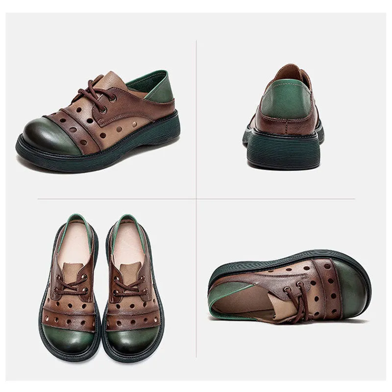 Women's Sandals Genuine Leather Mixed Colors Flats Low Casual Shoes