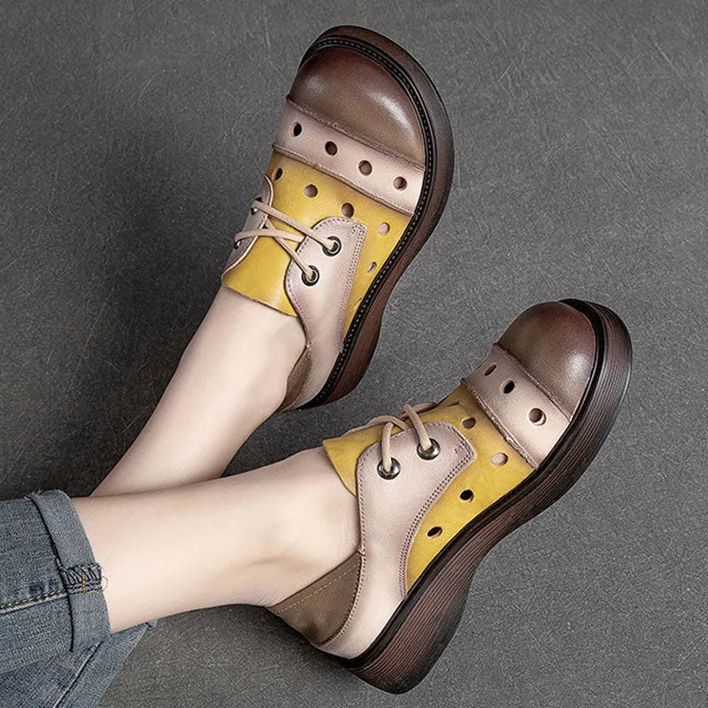 Women's Sandals Genuine Leather Mixed Colors Flats Low Casual Shoes