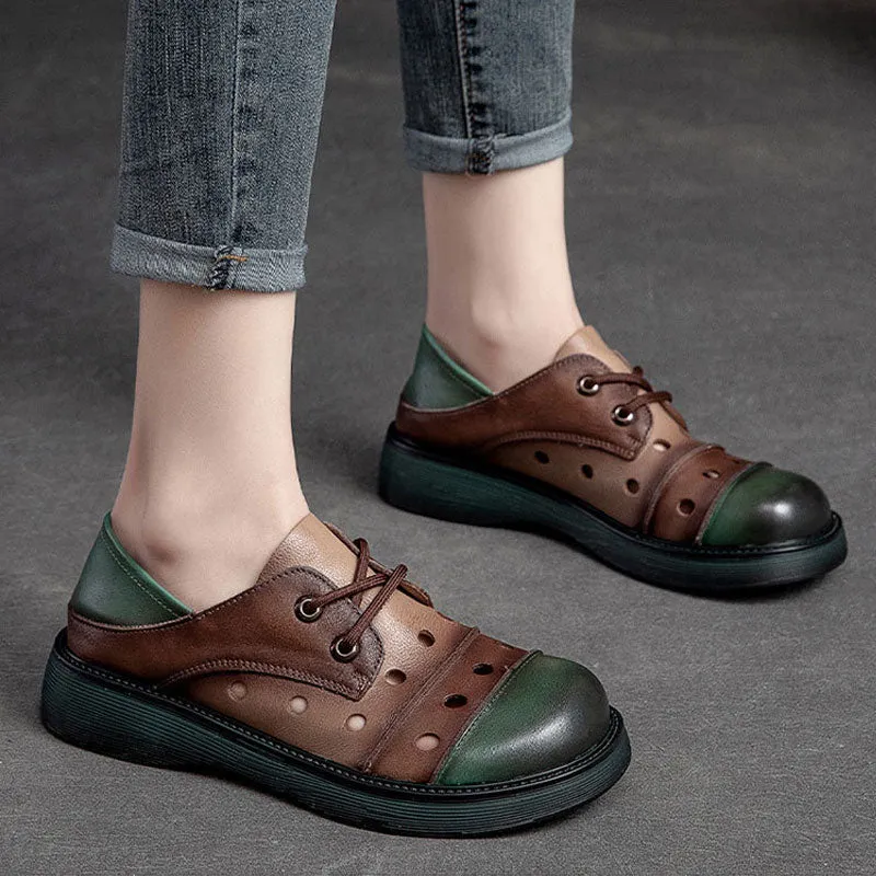 Women's Sandals Genuine Leather Mixed Colors Flats Low Casual Shoes