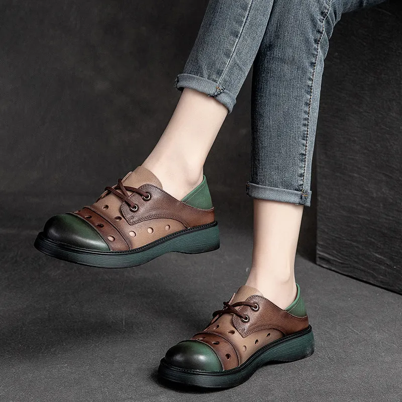 Women's Sandals Genuine Leather Mixed Colors Flats Low Casual Shoes