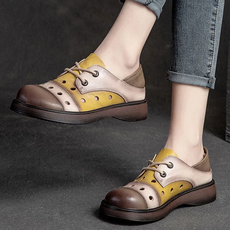 Women's Sandals Genuine Leather Mixed Colors Flats Low Casual Shoes