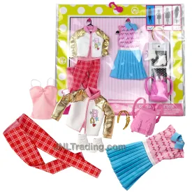 Year 2016 Barbie Fashionistas Series Fashion Pack - CLASSIC TRENDY OUTFITS FBB79 with Jacket, Shoulder Strap Tops, Dress, Hairband, Backpack and Shoes